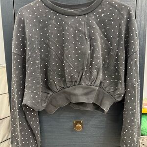 Zara Gray and White Polka Dot Sweatshirt